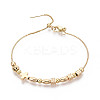 Adjustable Brass Beaded Slider Bracelets for Women BJEW-T022-18G-3