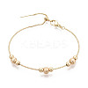 Adjustable Brass Beaded Slider Bracelets for Women BJEW-T022-24G-3