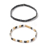 2Pcs 2 Style Glass Seed Rectangle Beaded Stretch Bracelets Set BJEW-JB09036-3