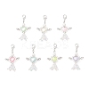 Acrylic Imitation Pearl Flower Heart Angel with Alloy Wings Pendant Decorations HJEW-JM03984-2