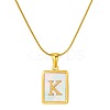 Stainless Steel Snake Bone Chain Alphabet Necklace with Shell Pendant WD3660-11-1