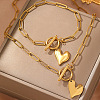 304 Stainless Steel Heart Charm Bracelets & Pendant Necklaces Sets for Women WG287A9-01-1