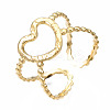 304 Stainless Steel Heart Open Cuff Ring RJEW-T023-19G-3