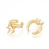 Brass Micro Pave Clear Cubic Zirconia Cuff Earrings KK-T074-33G-3