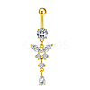 316L Surgical Stainless Steel Cubic Zirconia Butterfly Curved Barbell Dangle Belly Rings WGB11C1-09-2