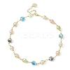 Resin with Gold Foil Round Beaded Chain Necklaces NJEW-JN04361-01-1