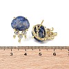 Brass Micro Pave Cubic Zirconia Stud Earring Findings with Natural Sodalite KK-Z096-05G-11-3
