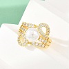 Brass Micro Pave Cubic Zirconia Finger Rings for Women RJEW-D340-02G-10-5