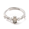 Horse Eye Natural Labradorite Adjustable Rings RJEW-Q817-02P-04-2