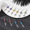 Alloy Cross Dangle Earrings with 304 Stainless Steel Pins EJEW-JE05440-2