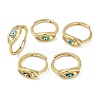 Brass Micro Pave Clear Cubic Zirconia Enamel Finger Rings for Women RJEW-L113-024G-4