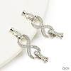 2Pcs Brass Micro Pave Clear Cubic Zirconia Fold Over Clasps KK-YW0003-54P-1