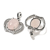 Natural Rose Quartz with Clear Cubic Zirconia Pendants G-G133-03P-27-2