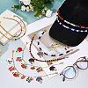 8Pcs 8 Styles Polymer Clay & Glass & Acrylic Bead Baseball Cap Chains HJEW-FH00214-5