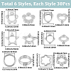 180Pcs 6 Styles 2-Hole CCB Plastic Beads Frame CCB-SP0001-10P-2
