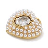 Rack Plating Brass Micro Pave Clear Cubic Zirconia with ABS Plastic Pearl Pendants KK-G515-55G-2