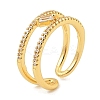 Brass Micro Pave Cubic Zirconia Cuff Rings for Women RJEW-S392-22G-1