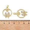 Bird with Heart Brass Micro Pave Cubic Zirconia Pendants KK-M325-17C-G-3