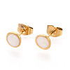 Flat Round 304 Stainless Steel Enamel Stud Earrings EJEW-T047-21G-B-1