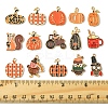 30Pcs 15 Styles Thanksgiving Day Golden Tone Alloy Enamel Pendants ENAM-FS0002-03-5