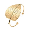 Leaf 304 Stainless Steel Cuff Bangles BJEW-V009-02G-3
