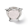 Natural Rose Quartz Dolphin & Heart Adjustable Rings RJEW-K241-02P-01-1