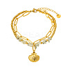 304 Stainless Steel & Natural Prehnite Beads Double Layer Bracelets FS-WG382E7-03-2