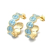 Smiling Face Real 18K Gold Plated Brass Stud Earrings EJEW-L268-016G-01-1