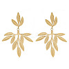 304 Stainless Steel Leaf Theme Stud Earrings For Women EJEW-B110-03G-05-1