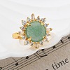 Sunflower Natural Green Aventurine Finger Rings RJEW-B113-03G-03-3
