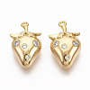 Brass Micro Pave Clear Cubic Zirconia Charms X-ZIRC-Q021-030G-NF-1