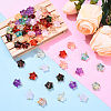 10Pcs Star with Bowknot Glass Pendants PALLOY-YW00059-01-4