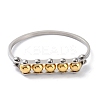 Round Beaded 304 Stainless Steel Bangles BJEW-G700-08GP-2