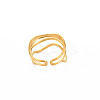 Ion Plating(IP) 304 Stainless Steel Wave Wrap Open Cuff Ring for Women LS-X-RJEW-S405-236G-2