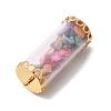 Glass Tube with Natural & Synthetic Mixed Gemstone Chip Beads Inside Pendants FIND-B054-01G-04-2