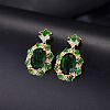 Brass Micro Pave Cubic Zirconia Oval Stud Dangle Earrings for Women TP9450-2-1