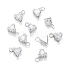 Brass Clear Cubic Zirconia Charms ZIRC-G170-15P-1