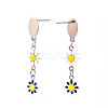 Flower Enamel Long Dangle Stud Earrings EJEW-N049-03B-3
