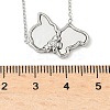 304 Stainless Steel Pave Natural White Shell Cute Cat Shaped Pendant Necklaces for Women NJEW-M101-01P-5