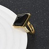 Rhombus Natural Obsidian Finger Rings RJEW-B113-01G-07-3