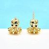 Octopus Brass Micro Pave Cubic Zirconia Stud Earrings LS-EJEW-H157-02G-1
