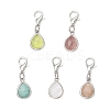 Natural Quartz Crystal & Jade & Strawberry Quartz & Sunstone & Amazonite Faceted Teardrop Pendant Decorations HJEW-JM03320-2