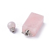 Faceted Natural Rose Quartz Openable Perfume Bottle Pendants G-P435-C-03P-3