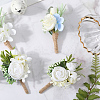 6Pcs 3 Styles Silk Cloth Flower Boutonniere Brooch AJEW-CP0006-34-7