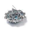 Baroque Flower Alloy Rhinestone Brooches with Cat Eye LS-JEWB-Z034-08AS-3