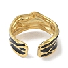 Ion Plating(IP) 304 Stainless Steel Enamel Cuff Finger Rings RJEW-L107-036G-02-3