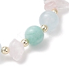 Natural Rose Quartz & Amazonite & Quartz Beads Stretch Bracelets for Women BJEW-JB13189-4