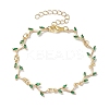 Brass Pave Green Cubic Zirconia Branch Links Bracelets for Women BJEW-JB10261-1