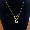 304 Stainless Steel Heart with Initial Pendant Necklaces for Women FS-WG4DC9E-17-1