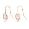 Brass Micro Pave Clear Cubic Zirconia Earring Hooks X-KK-N267-35G-1